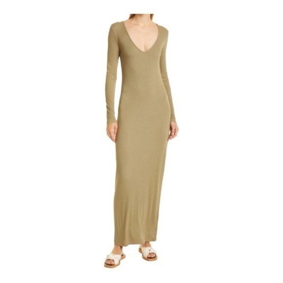 SAMSOE Dresses & Skirts - Samsoe Samsoe Patty Rib Long Sleeve Dress Covert Green
